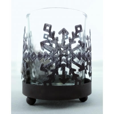 KIELISZEK ŚWIĄTECZNY NA TEALIGHT ŚNIEŻYNKI